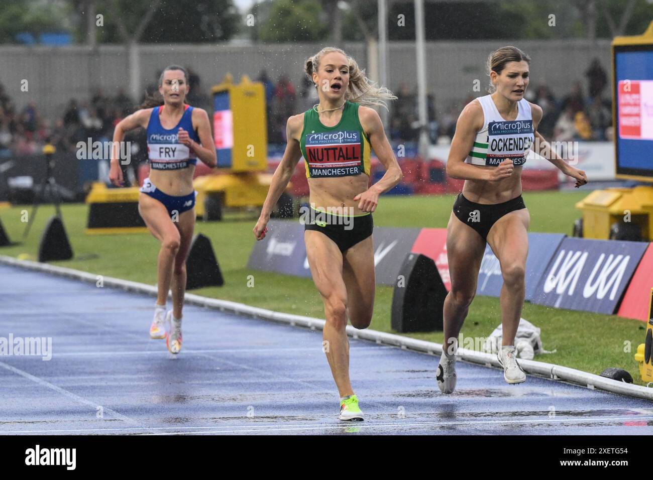 Nuttall vince i 500 m durante il Microplus UK Athletics Championships Day 1 presso la Manchester Regional Arena, Manchester, Regno Unito, 29 giugno 2024 (foto di Craig Thomas/News Images) Foto Stock