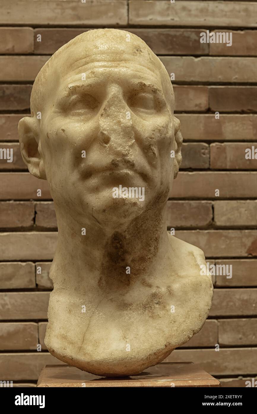 Busto di marmo al Museo Nazionale di Arte Romana a Merida Foto Stock