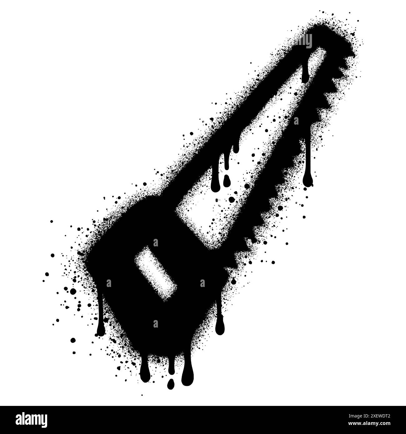 graffiti per motosega con vernice spray nera. Illustrazione Vettoriale