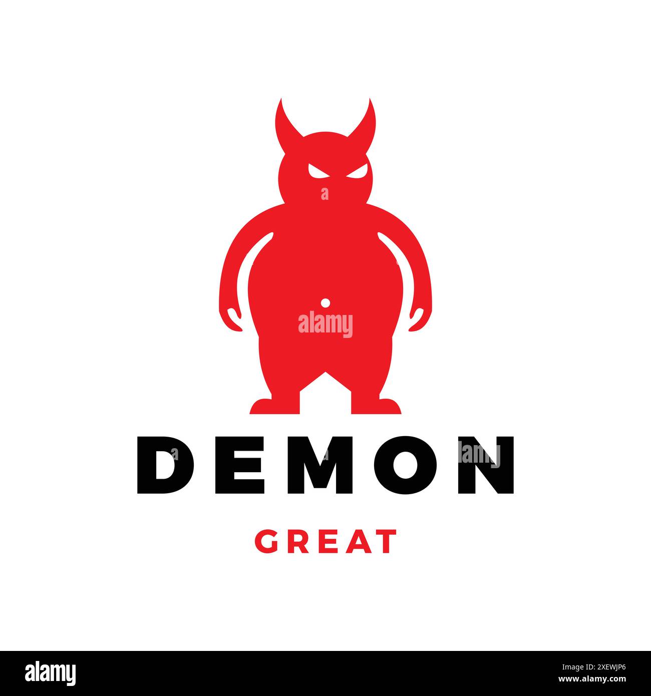 Modello di disegno del logo icona demone o del diavolo Illustrazione Vettoriale