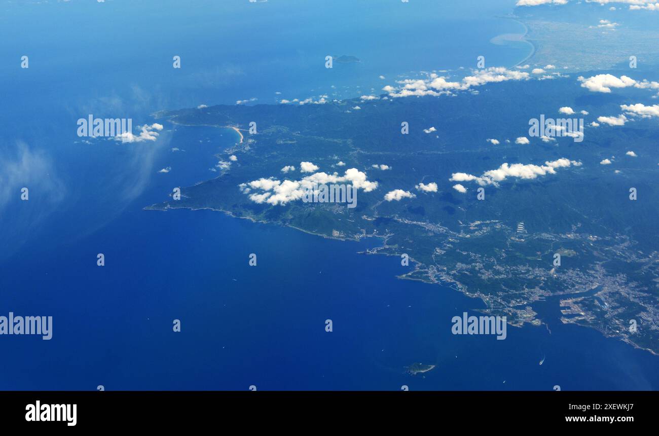 Vista aerea di Keelung e dell'area del parco Blue Bay nella parte nord-orientale di Taiwan. Foto Stock