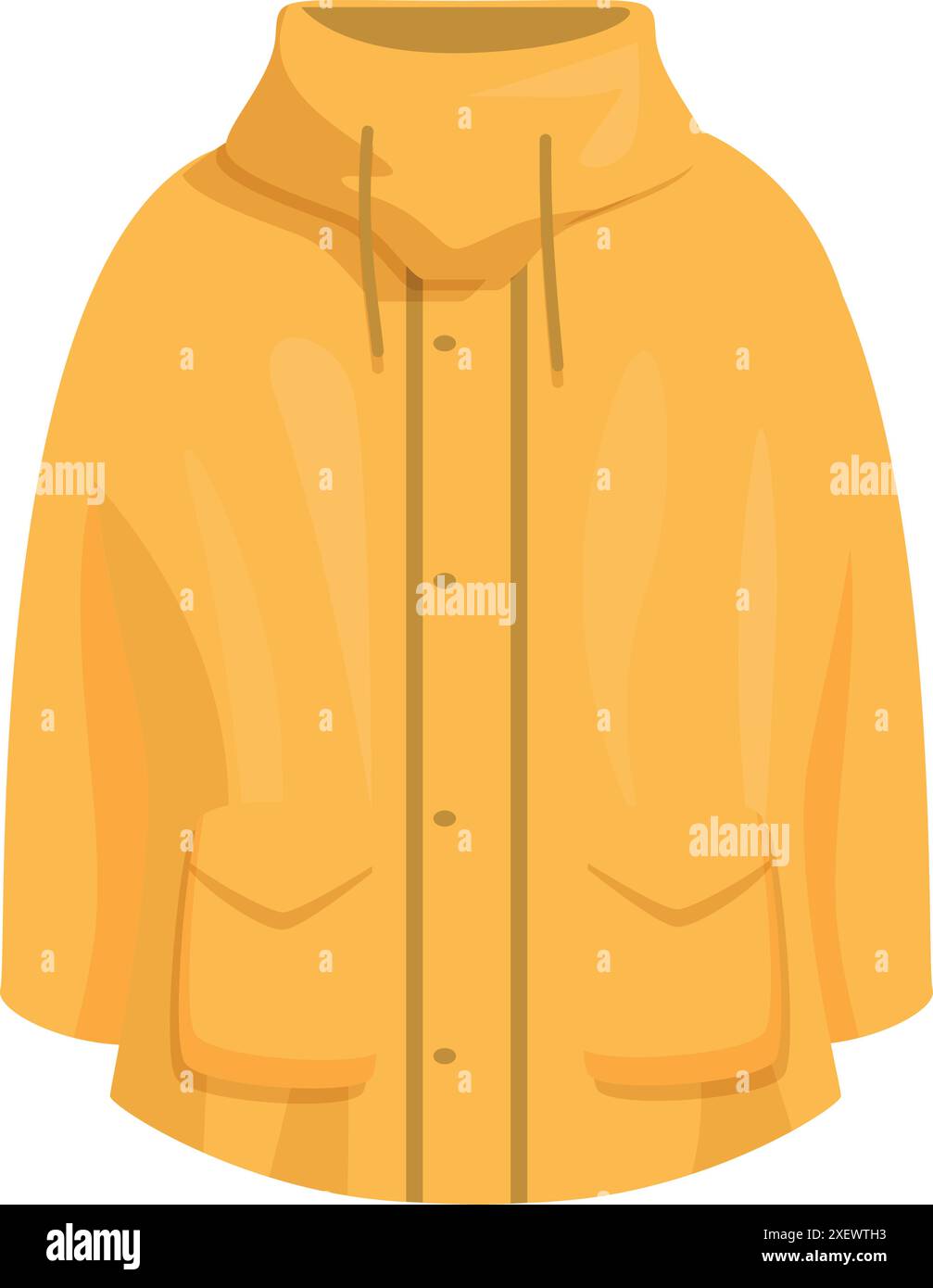 Impermeabile giallo che protegge dal freddo e dalla pioggia, perfetto per attività all'aperto in autunno o in primavera Illustrazione Vettoriale