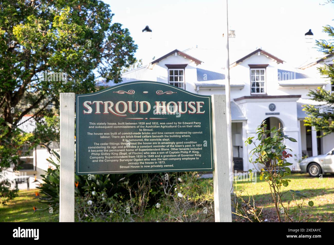 Stroud House, casa di proprietà patrimonio dell'umanità nel villaggio di Stroud, collegata alla Australian Agricultural Company, colonia britannica, Australia Foto Stock