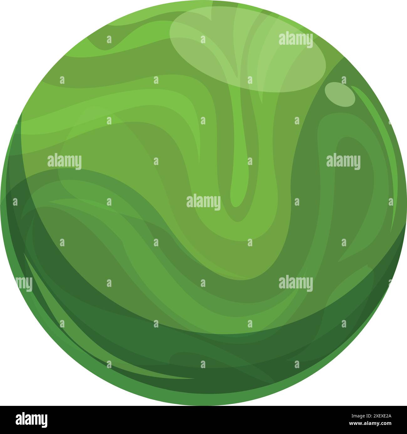 Illustrazione di un pianeta verde dallo spazio con un'atmosfera vorticosa Illustrazione Vettoriale