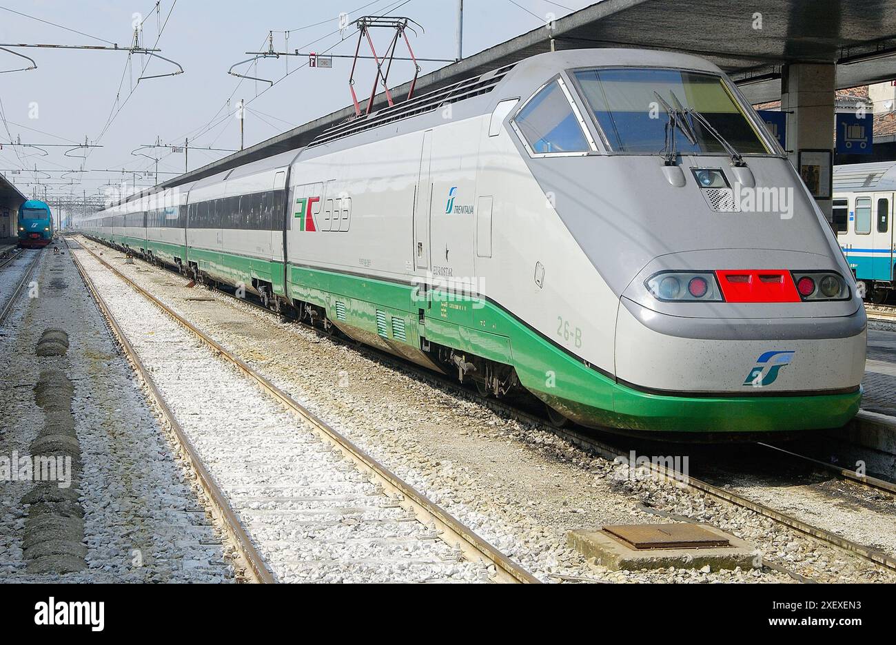 Con il treno alla stazione di Santa Lucia. Venezia. Veneto, Italia Foto Stock