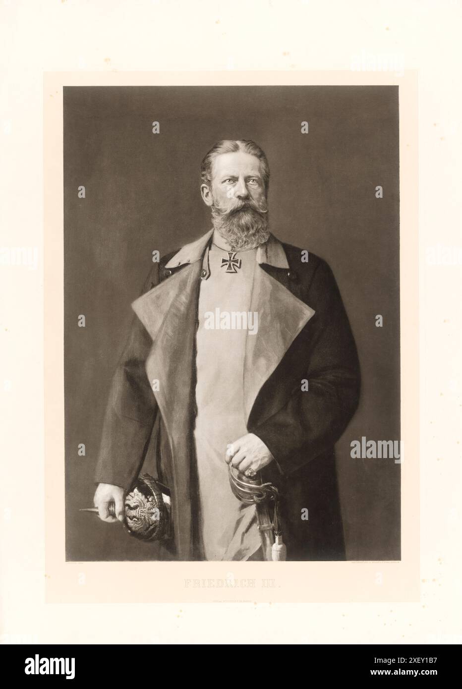 Ritratto di Federico III, imperatore tedesco. 1888 Federico III (tedesco: Friedrich Wilhelm Nikolaus Karl 1831 – 1888) fu imperatore tedesco e re di Prussia tra marzo e giugno 1888, durante l'anno dei tre imperatori. Conosciuto informalmente come "Fritz", era l'unico figlio dell'imperatore Guglielmo i e fu cresciuto nella tradizione di servizio militare della sua famiglia. Foto Stock