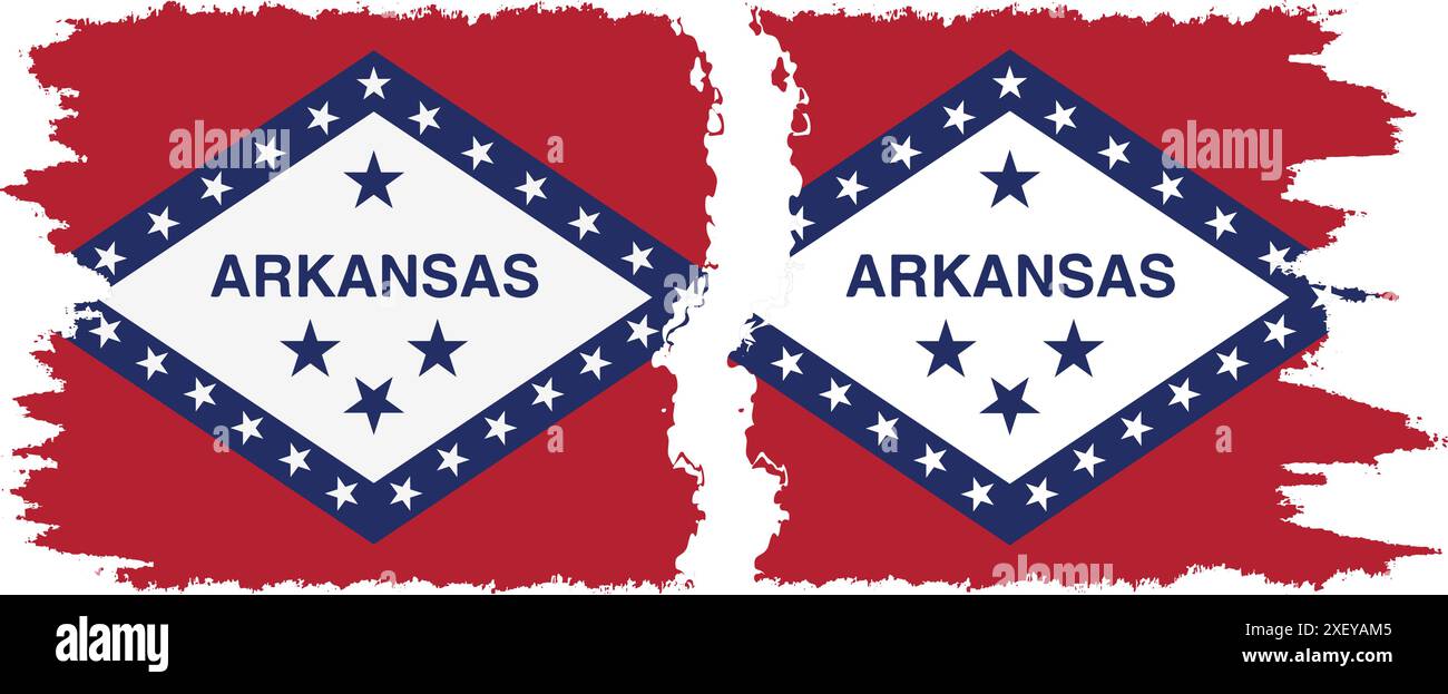 Arkansas e Arkansas, stati, pennello grunge, segnala connessione, vettore Illustrazione Vettoriale