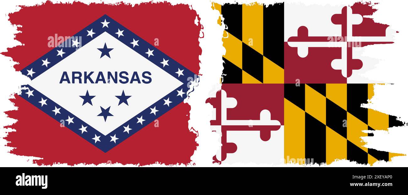 Il Maryland e l'Arkansas dichiarano che il pennello grunge segnala la connessione, il vettore Illustrazione Vettoriale