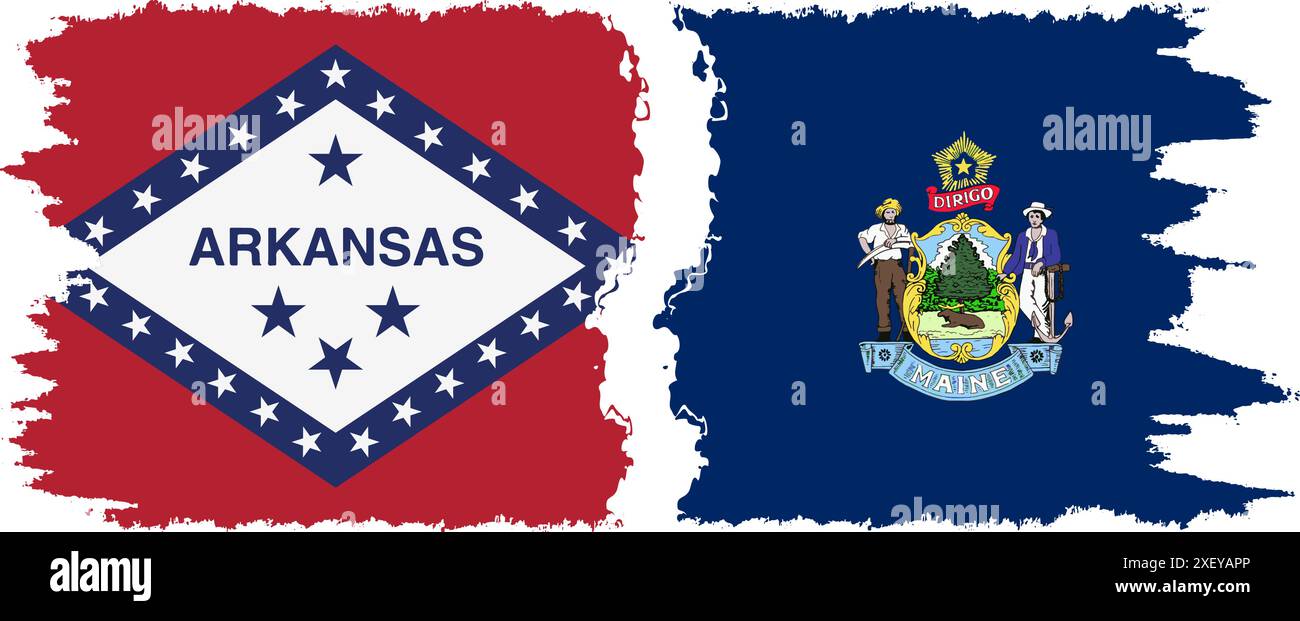 Il Maine e l'Arkansas dichiarano che il pennello grunge segnala la connessione, il vettore Illustrazione Vettoriale
