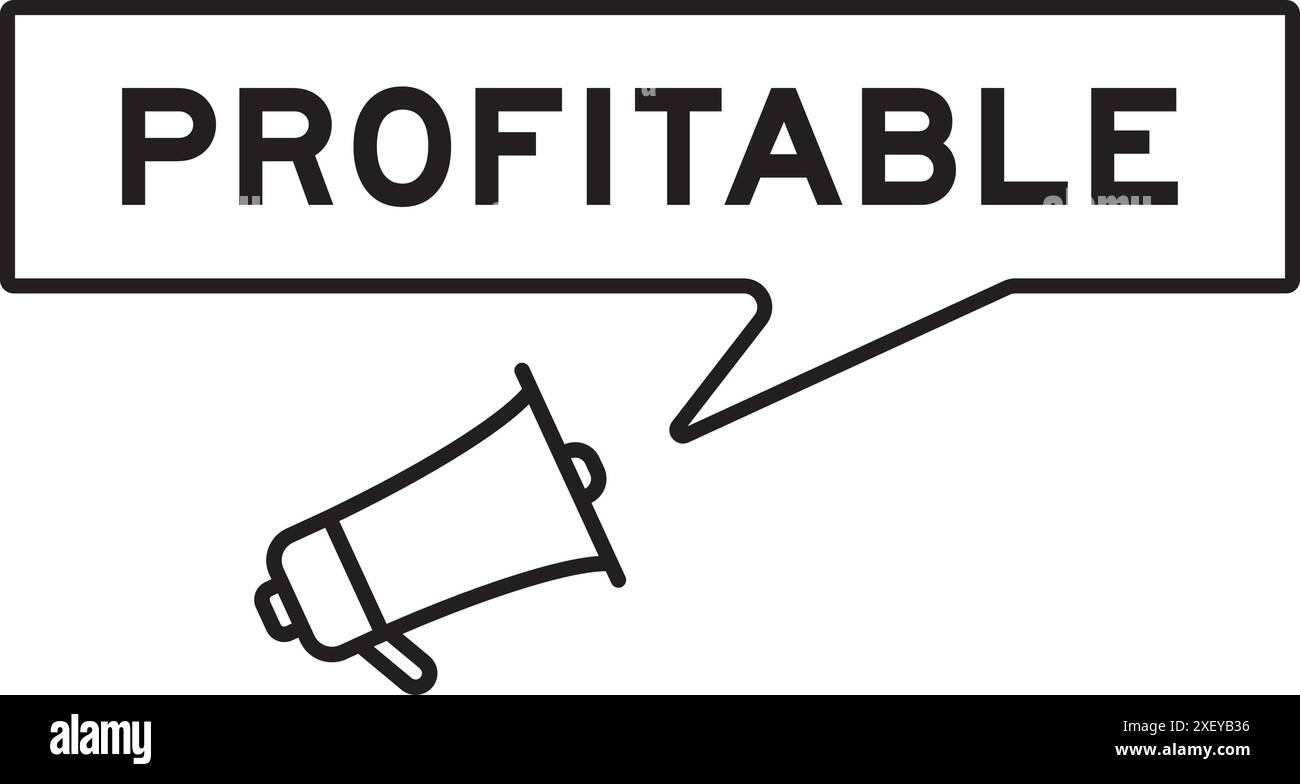 Icona megafono con bolla vocale in parola redditizia su sfondo bianco Illustrazione Vettoriale
