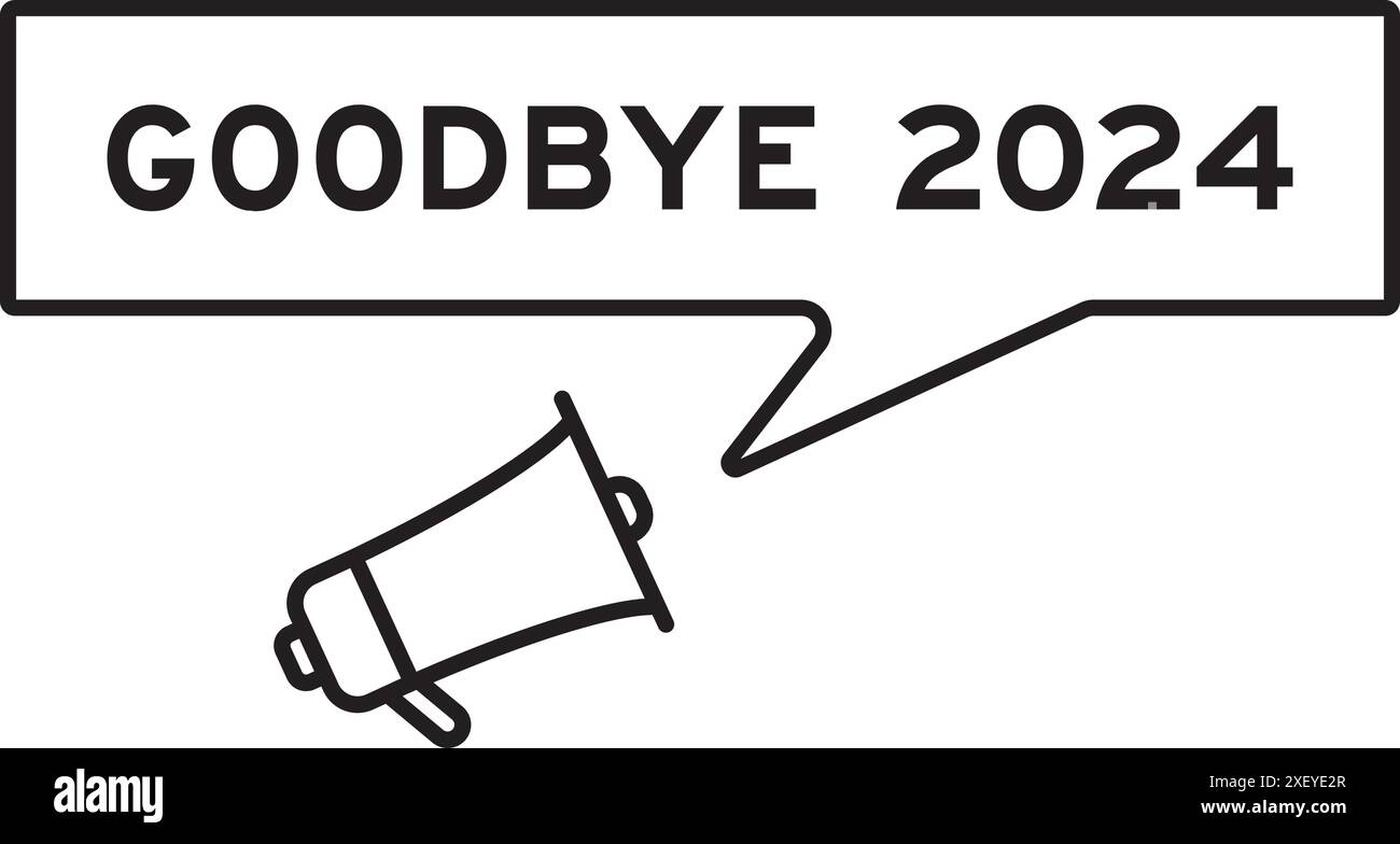 Icona megafono con bolla vocale in Word Goodbye 2024 su sfondo bianco Illustrazione Vettoriale