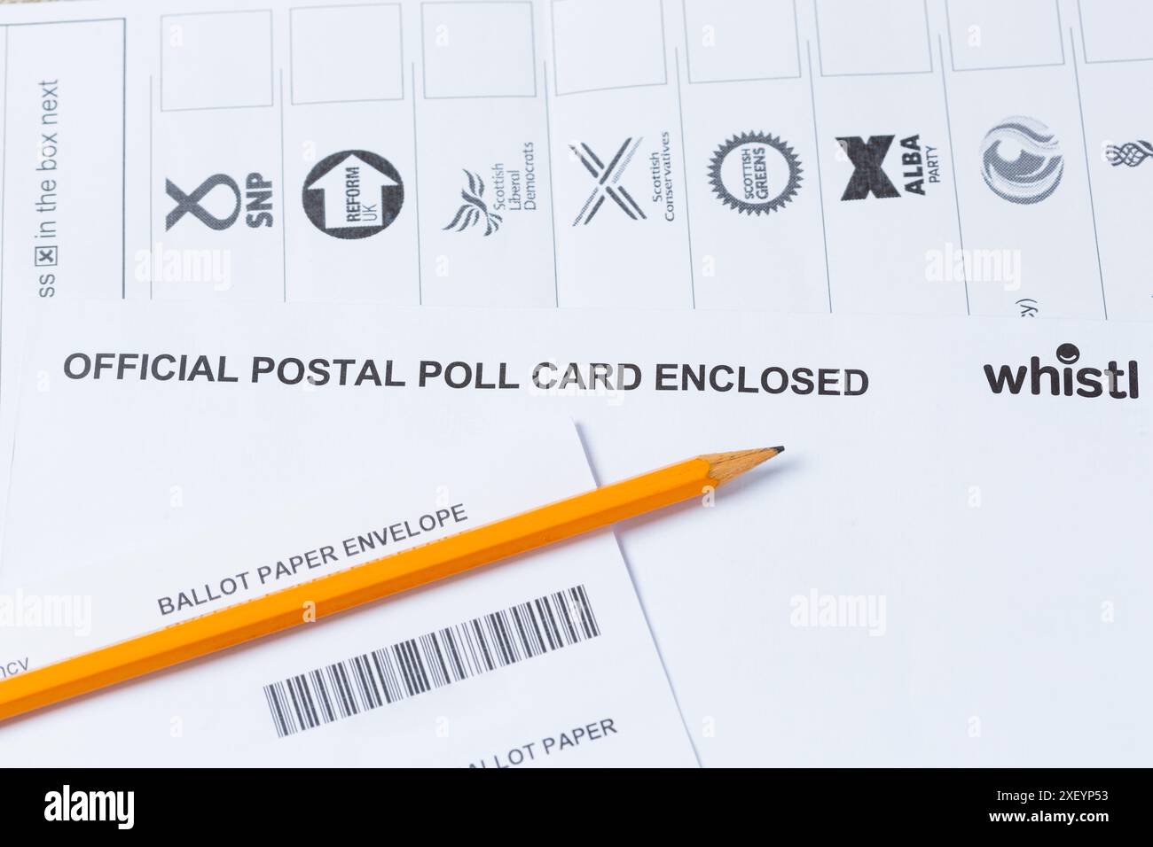 Voto postale per le elezioni generali del Regno Unito del 2024 Foto Stock