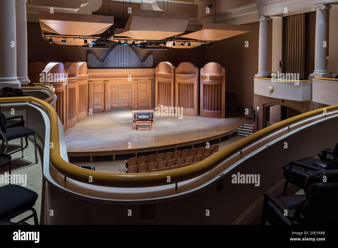 Reinhardt University Falany Performing Arts Center, vista dal balcone del teatro vuoto, Waleska Georgia USA Foto Stock
