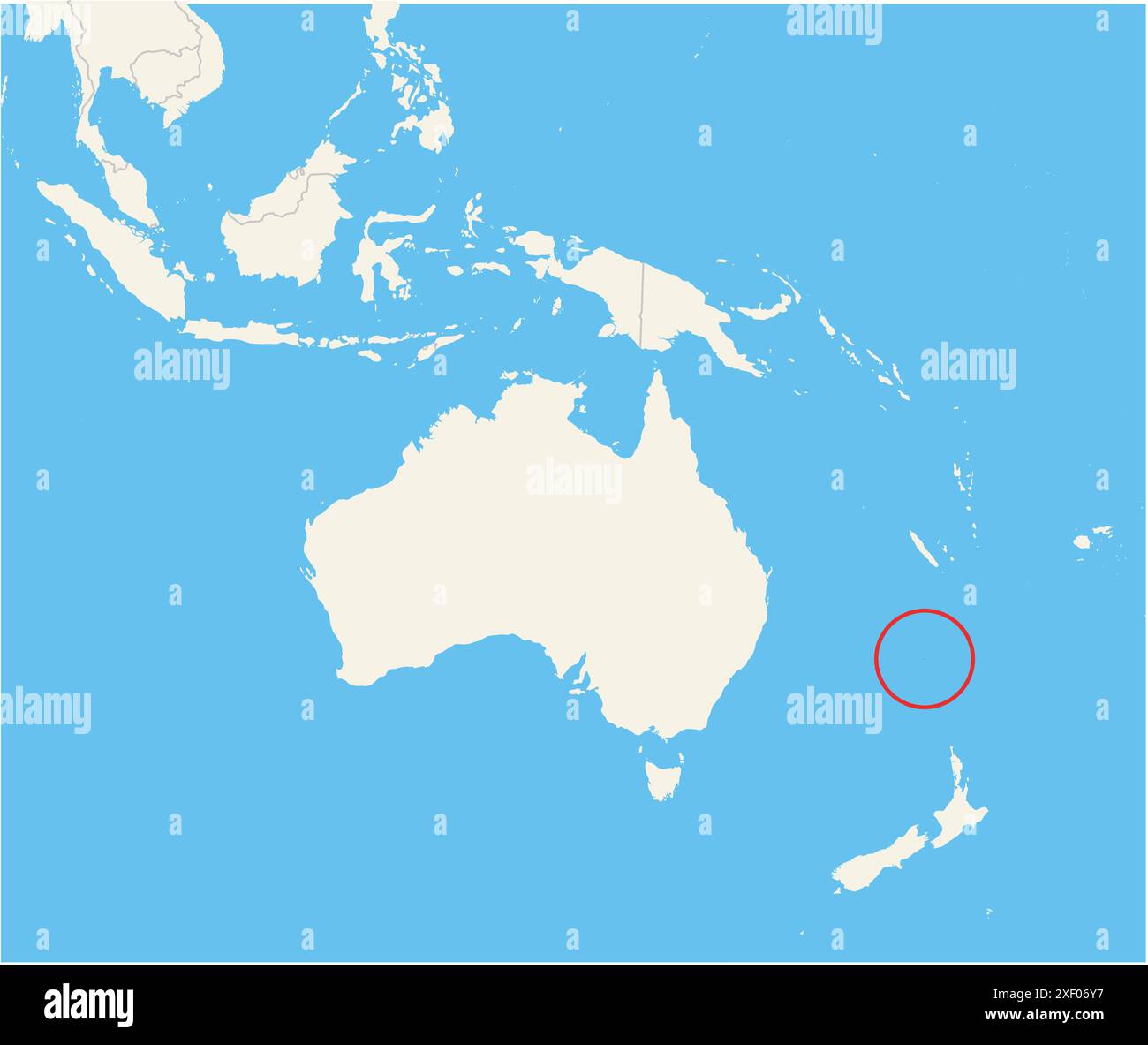 Mappa di localizzazione che mostra la posizione del paese Norfolk Island in Australia. Il paese viene evidenziato con un poligono rosso. Anche i paesi piccoli sono m Illustrazione Vettoriale