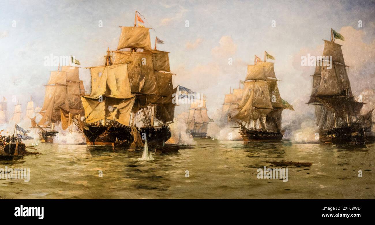 Eduardo de Martino, Battaglia Navale del 30 giugno 1826, 1888, olio su tela, Museo Nazionale delle Belle Arti (MNBA), Buenos Aires, Repubblica Argentina. Foto Stock