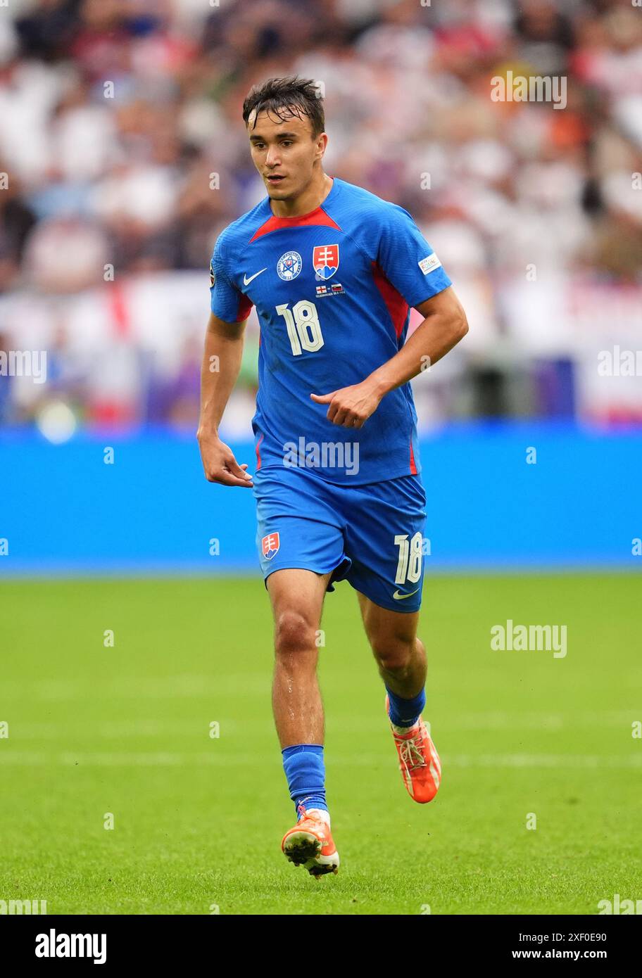 Il slovacco David Strelec durante la partita di UEFA Euro 2024, al round di 16 all'Arena AufSchalke di Gelsenkirchen, Germania. Data foto: Domenica 30 giugno 2024. Foto Stock