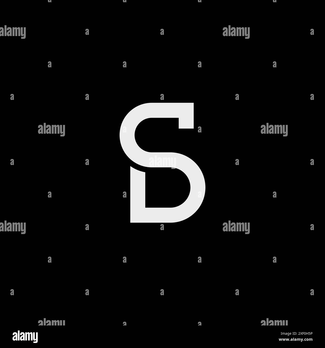 Logo creativo iniziale e minimalista Design del modello DS Letter, modificabile in formato vettoriale in bianco e nero. Illustrazione Vettoriale