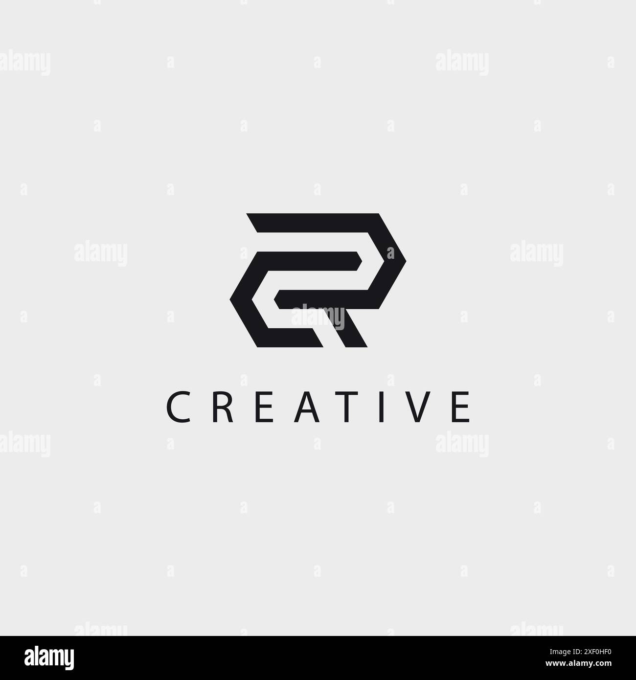 Iniziali alfabetiche CR monogramma moderno testo lettera logo design. Illustrazione Vettoriale