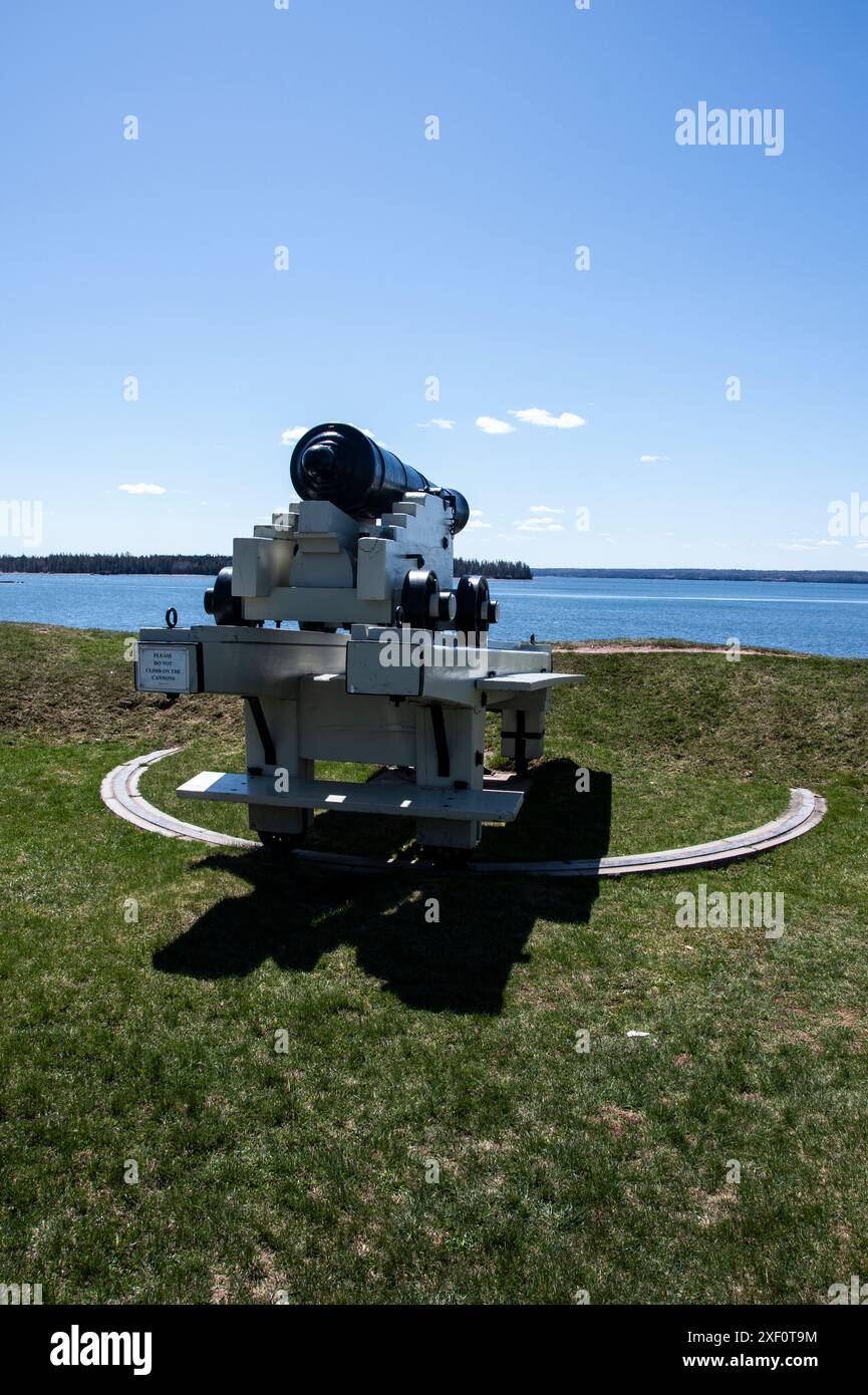 Cannoni esposti al Centennial Park di St. Andrews, New Brunswick, Canada Foto Stock