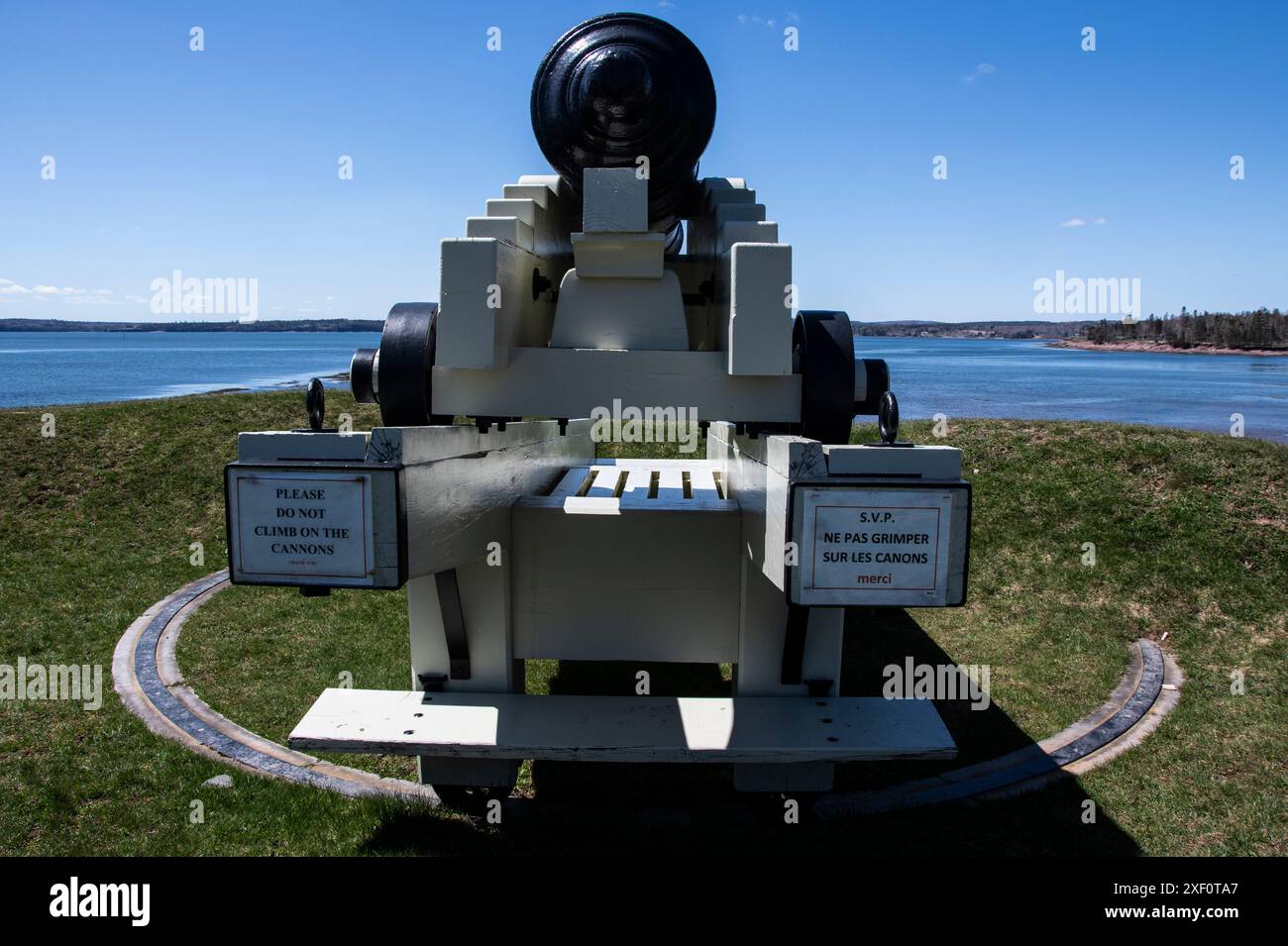 Cannoni esposti al Centennial Park di St. Andrews, New Brunswick, Canada Foto Stock