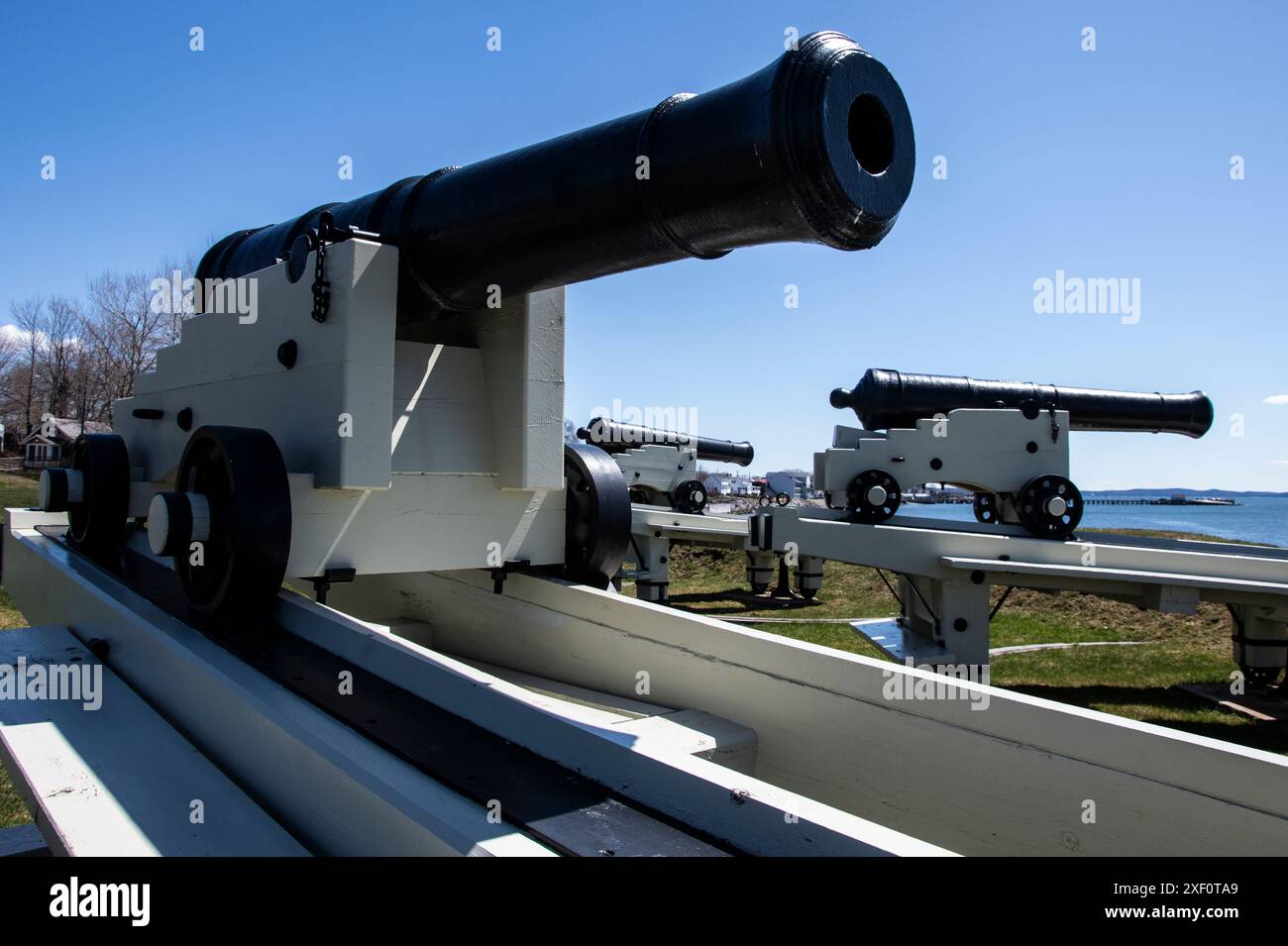 Cannoni esposti al Centennial Park di St. Andrews, New Brunswick, Canada Foto Stock