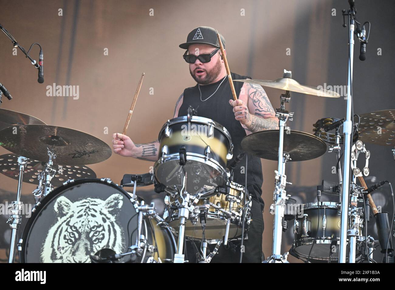 Clisson, Francia. 30 giugno 2024. Royal Blood si esibisce dal vivo sul palco all'Hellfest Open Air Festival di Clisson, in Francia, il 30 giugno 2024. Foto di Julien Reynaud/APS-Medias/ABACAPRESS. COM credito: Abaca Press/Alamy Live News Foto Stock