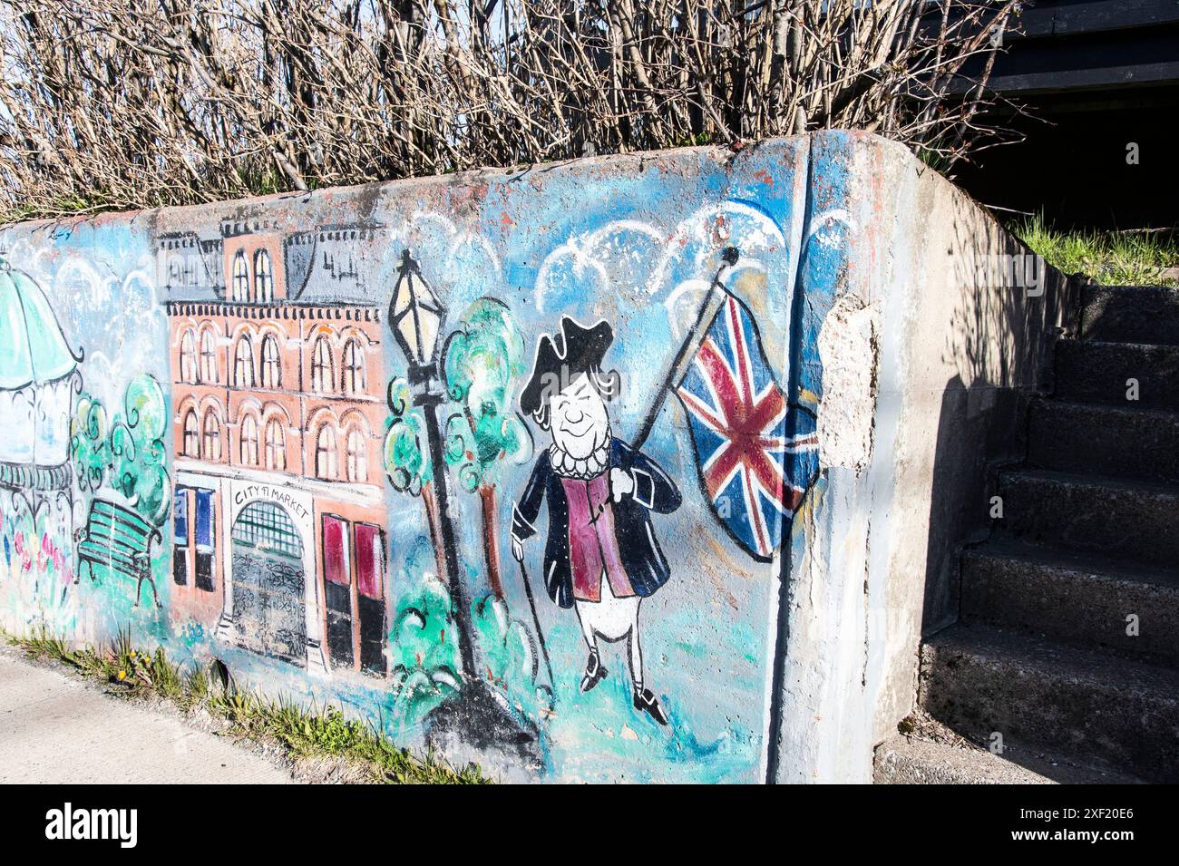 Saint imponente murale su Loch Lomond Road a Saint John, New Brunswick, Canada Foto Stock