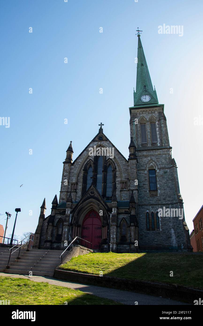 Trinity Anglican Church in Charlotte Street nel centro di Saint John, New Brunswick, Canada Foto Stock