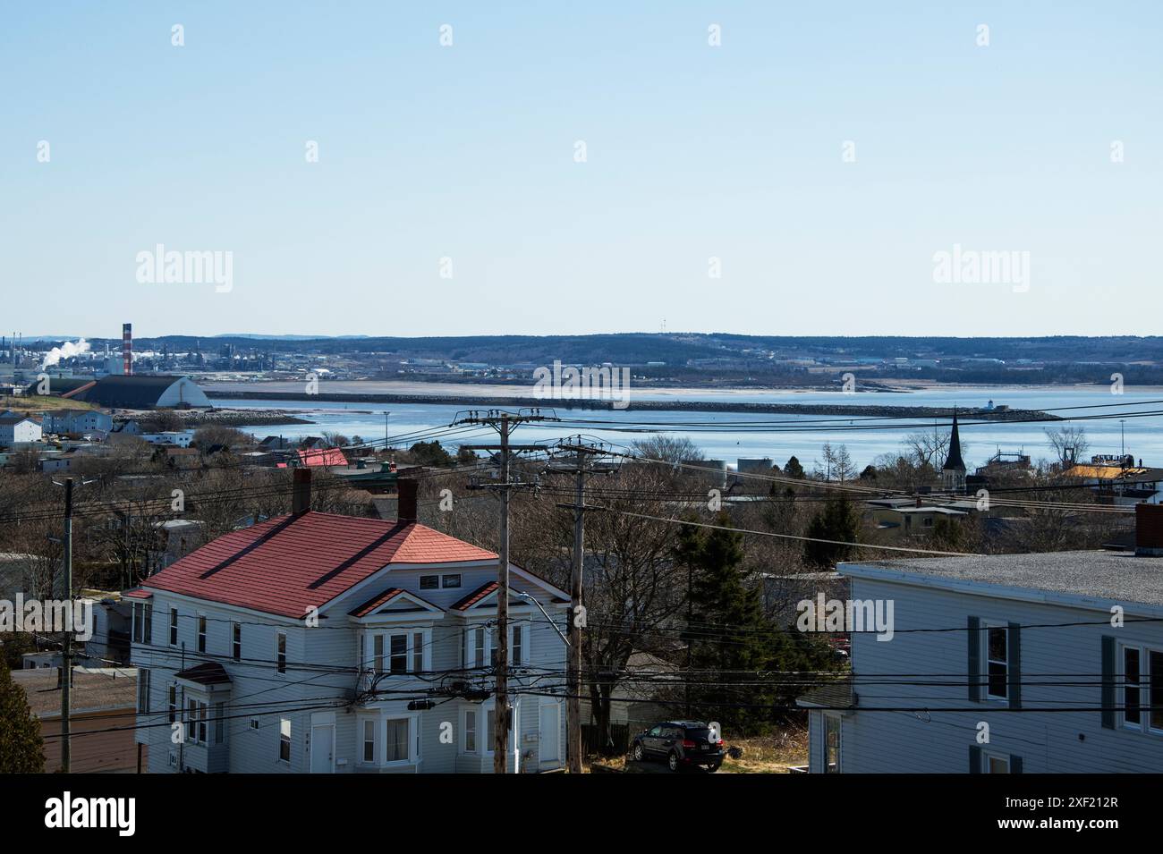 Vista di Saint John dalla torre dell'acqua di Saint John, New Brunswick, Canada Foto Stock