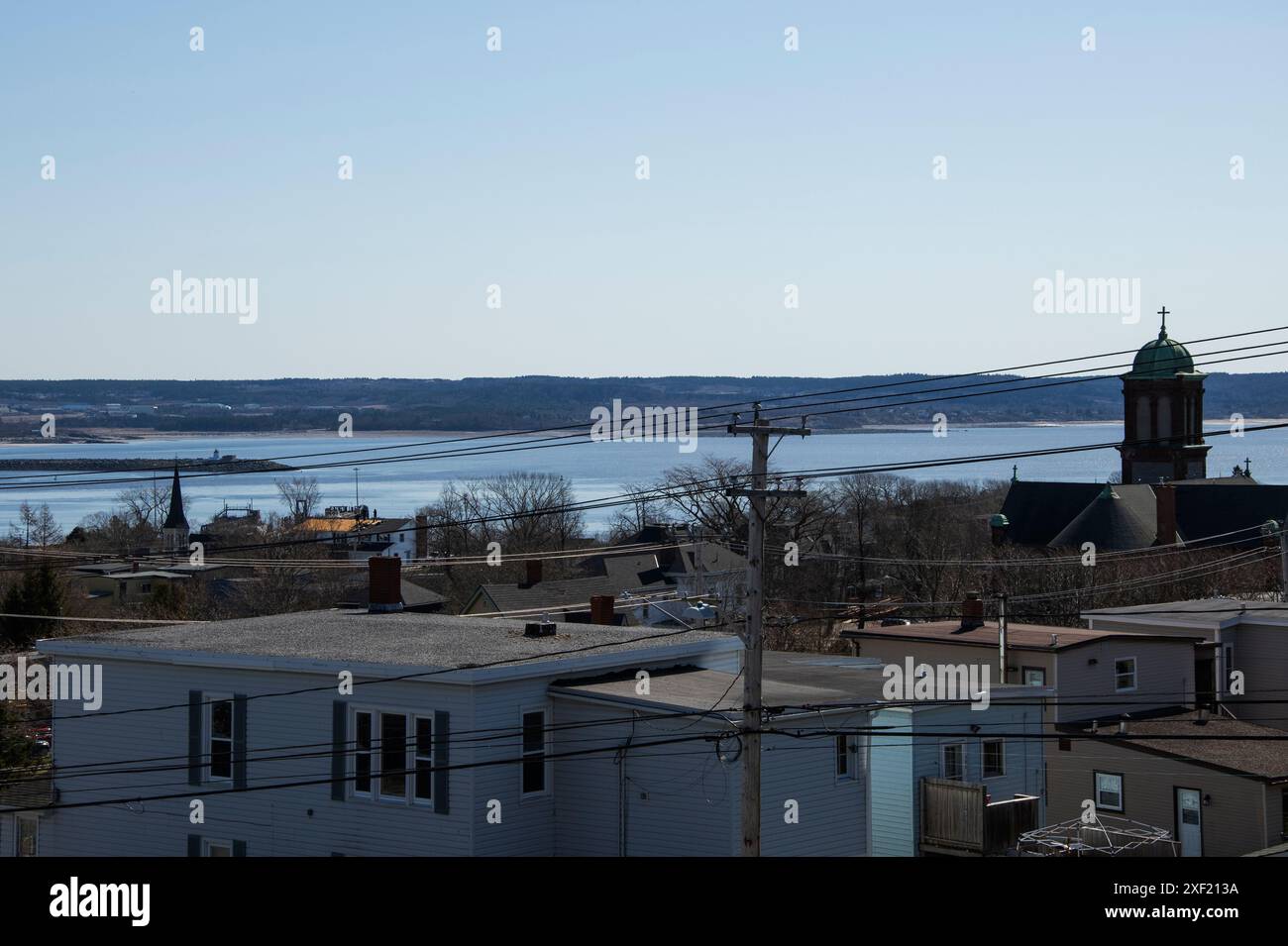 Vista di Saint John dalla torre dell'acqua di Saint John, New Brunswick, Canada Foto Stock