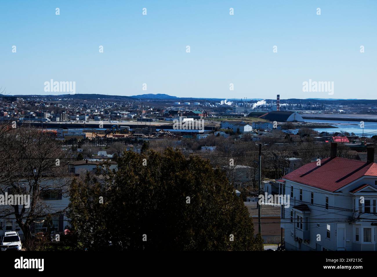 Vista di Saint John dalla torre dell'acqua di Saint John, New Brunswick, Canada Foto Stock