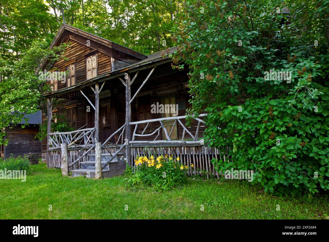 Woodchuck Lodge è la dimora storica del grande naturalista americano John Burroughs Woodchuck Lodge a Roxbury, Delaware County Foto Stock