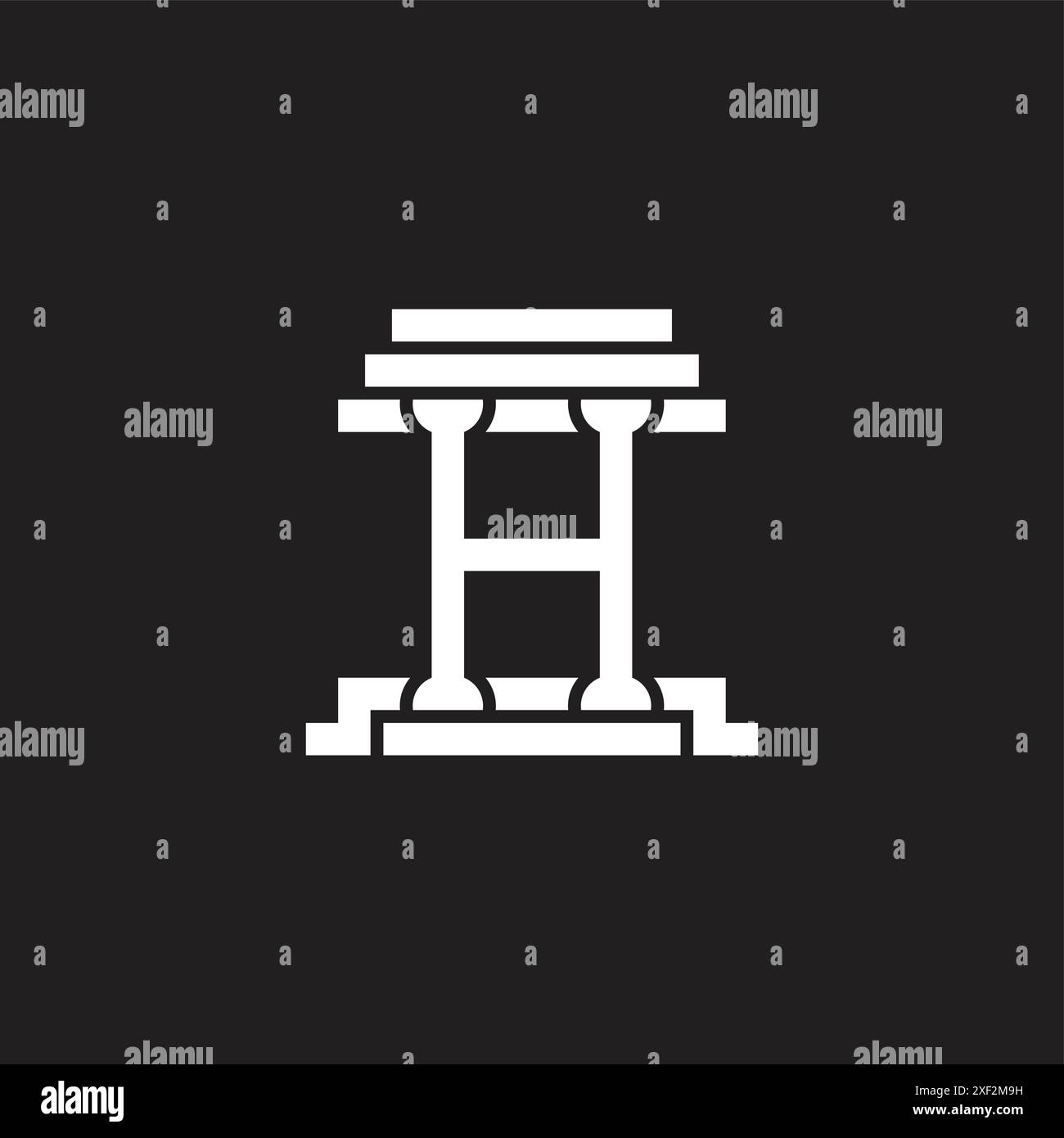 lettera h edifici pilastri semplice vettore logo Illustrazione Vettoriale