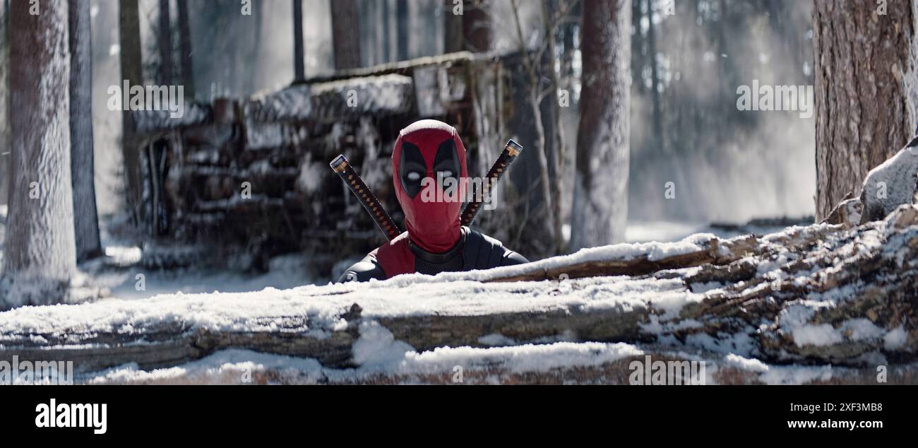 Deadpool & Wolverine (2024) diretto da Shawn Levy e interpretato da Ryan Reynold nel ruolo dell'irresponsabile eroe Deadpool, cambierà la storia del MCU con Wolverine!? Pubblicità ancora ***SOLO PER USO EDITORIALE***. Crediti: BFA / Walt Disney Studios Foto Stock