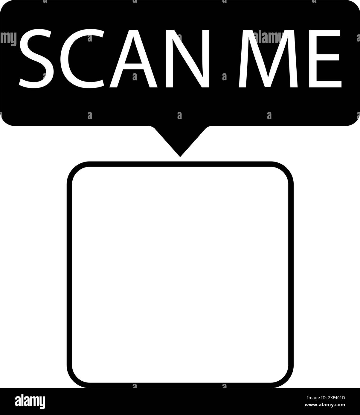 Modello per scansione utente, simbolo del vettore di informazioni, etichetta autoadesiva per Web, quadrato nero digitale, tecnologia dei segnali a pulsante, illustrazione vettoriale Illustrazione Vettoriale