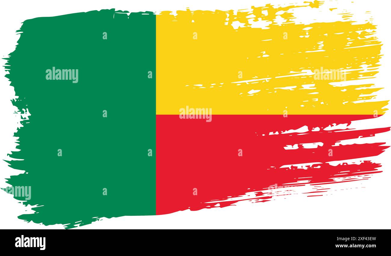 Flag Benin, tratto di pennello ampio su sfondo trasparente, vettore. Illustrazione Vettoriale