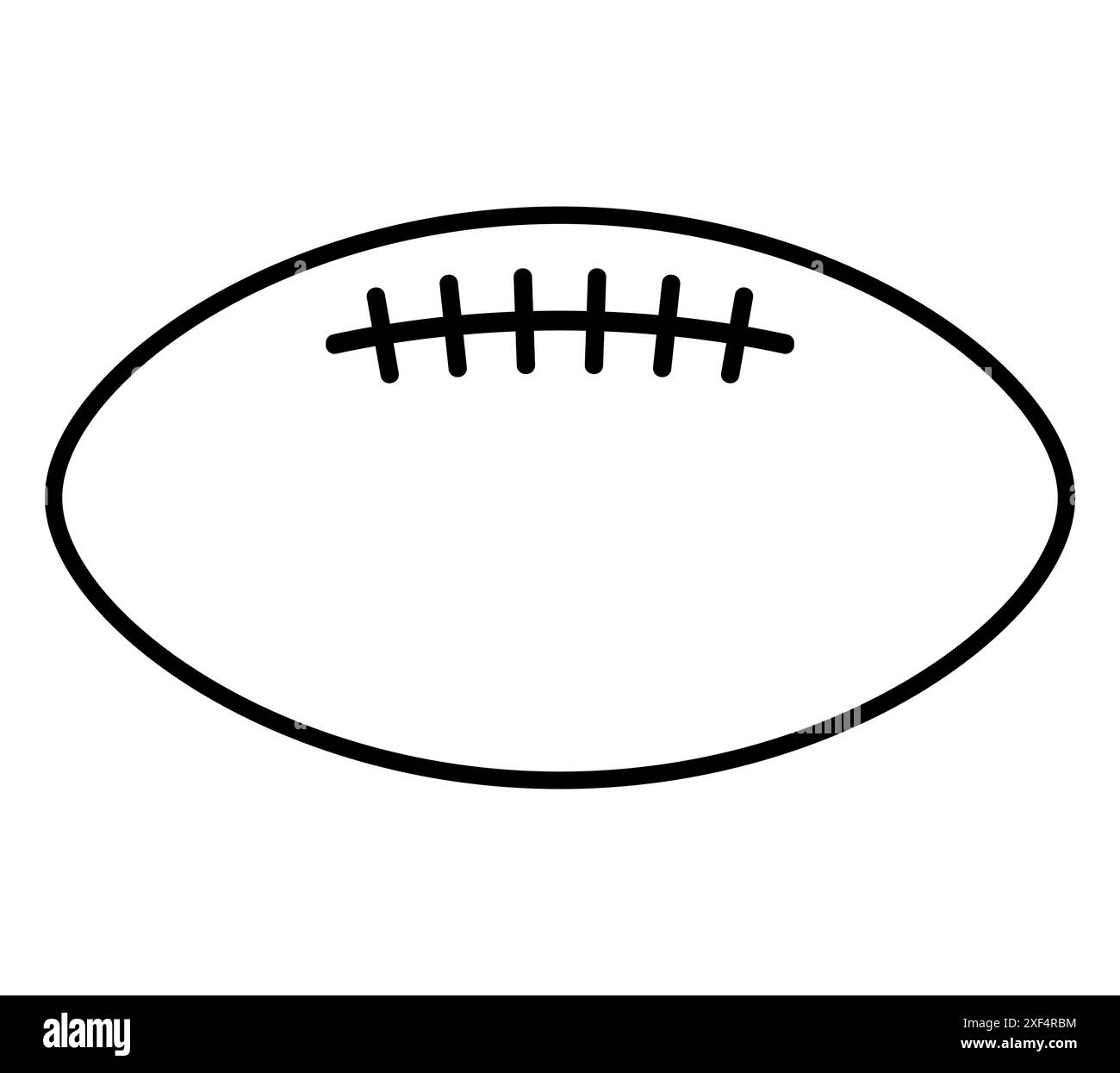 Palla da rugby del football americano - illustrazione del simbolo della silhouette vettoriale in bianco e nero, sfondo bianco Illustrazione Vettoriale