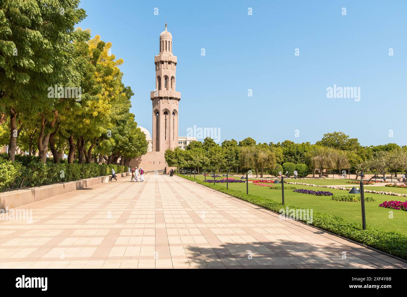 La Grande Moschea del Sultano Qaboos a Muscat, Oman, Medio Oriente Foto Stock