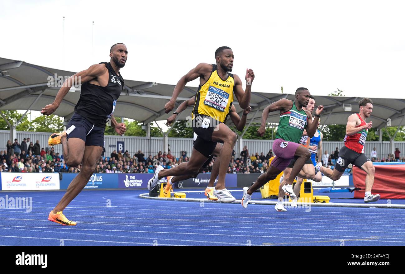 Matthew Hudson-Smith, Nethaneel Mitchell-Blake, Michael Ohioze, Jona Efoloko, Tyler Panton e Luke Dorrell gareggiano nelle finali maschili dei 200 metri Foto Stock