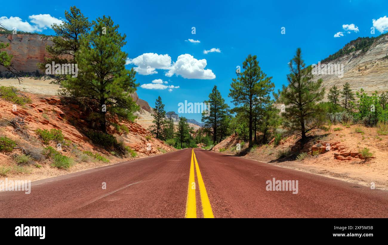 Viaggio panoramico in montagna nello Zion National Park, Utah, Stati Uniti Foto Stock