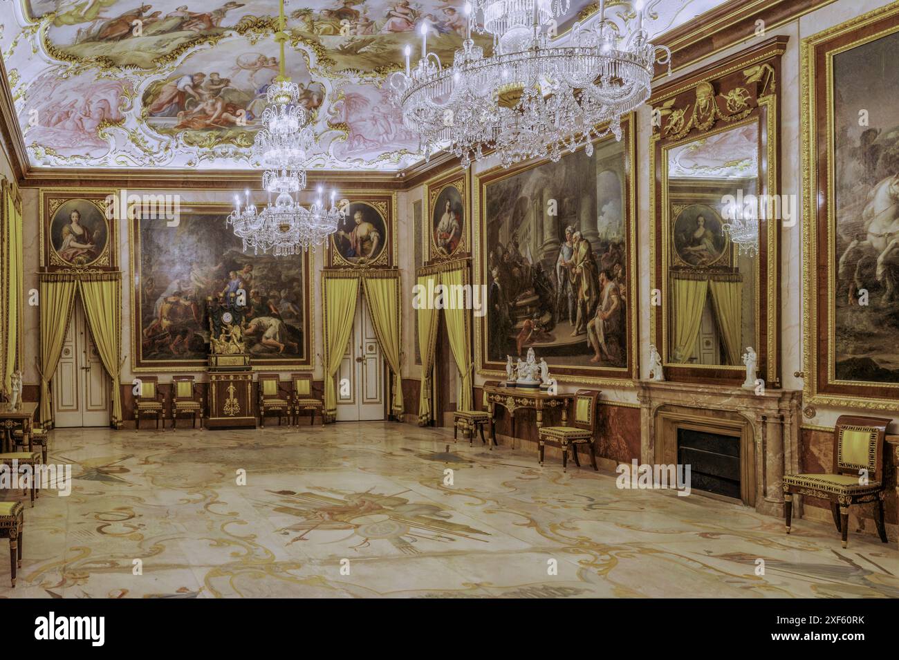 Palazzo reale di Aranjuez, ex palazzo dei maestri di Santiago. Patrimonio dell'umanità dell'UNESCO, residenza di campagna dei Re spagnoli. Comunità di Madrid Foto Stock