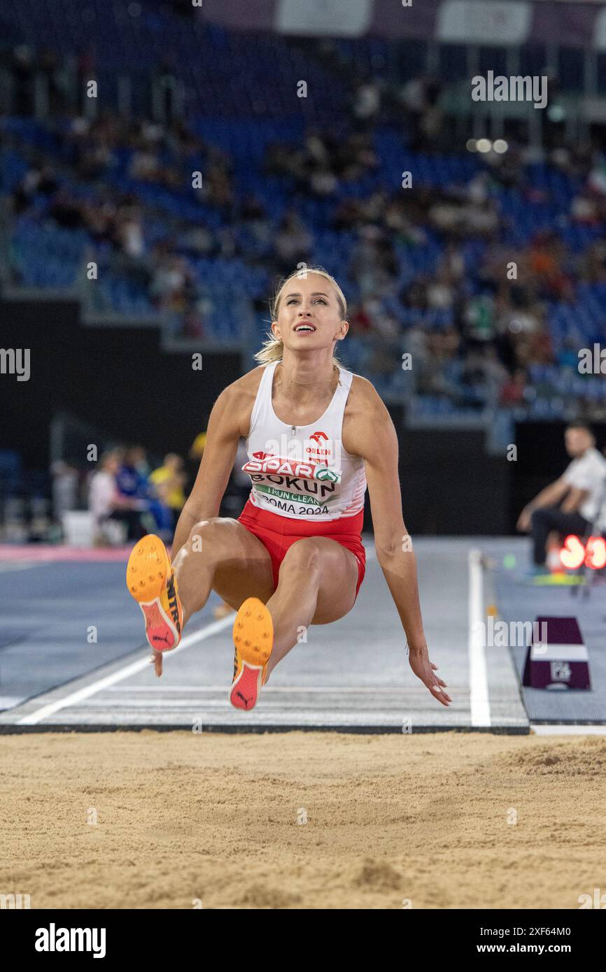 Magdalena Bokun (Polonia) durante la finale di salto lungo femminile ai Campionati europei di atletica leggera Roma 2024, Stadio Olimpico di Roma, Italia Foto Stock