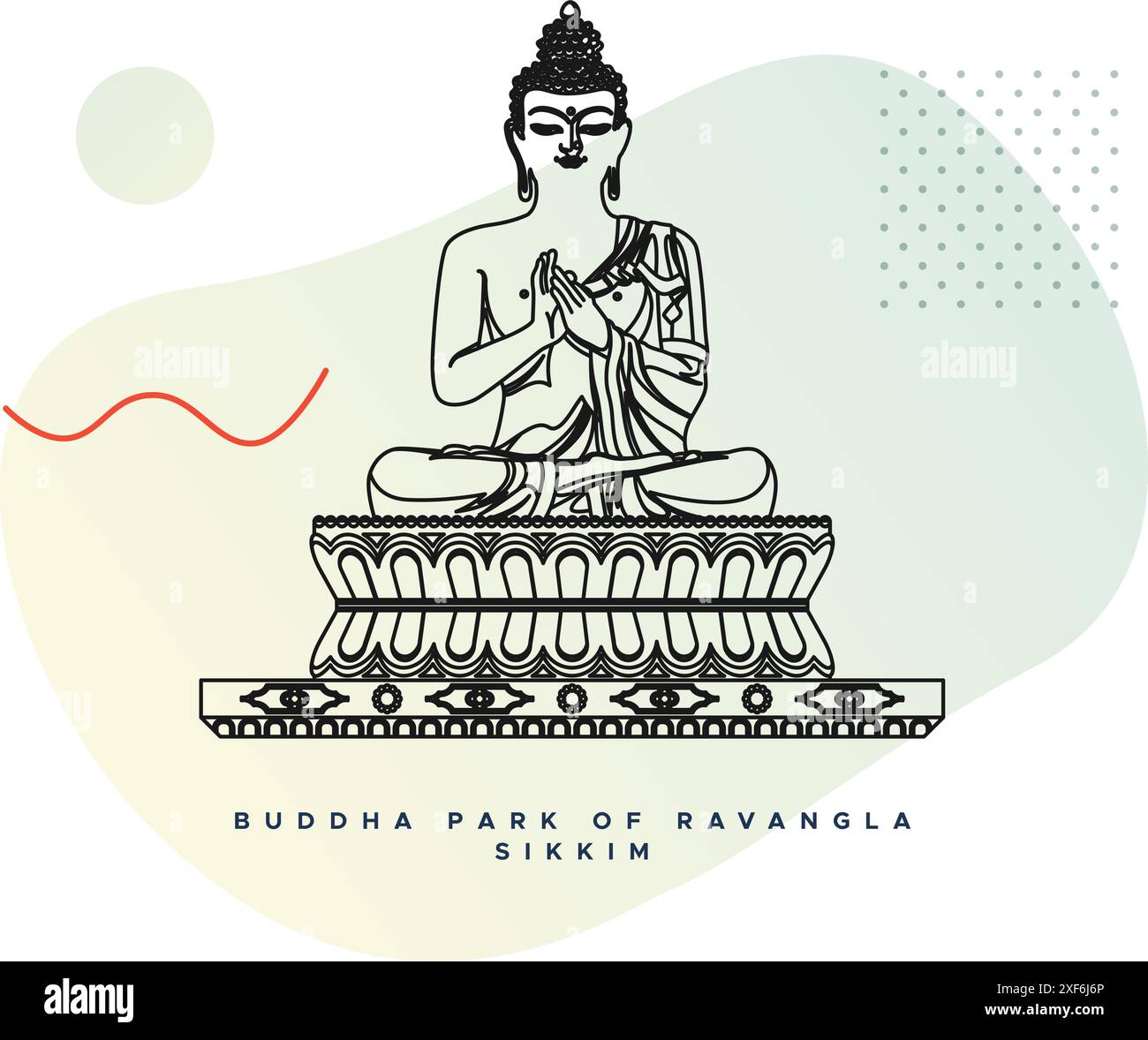 Statua del Buddha al Parco del Buddha di Ravangla - Tathagata TSAL - Gangtok - Stock Illustration as EPS 10 file Illustrazione Vettoriale