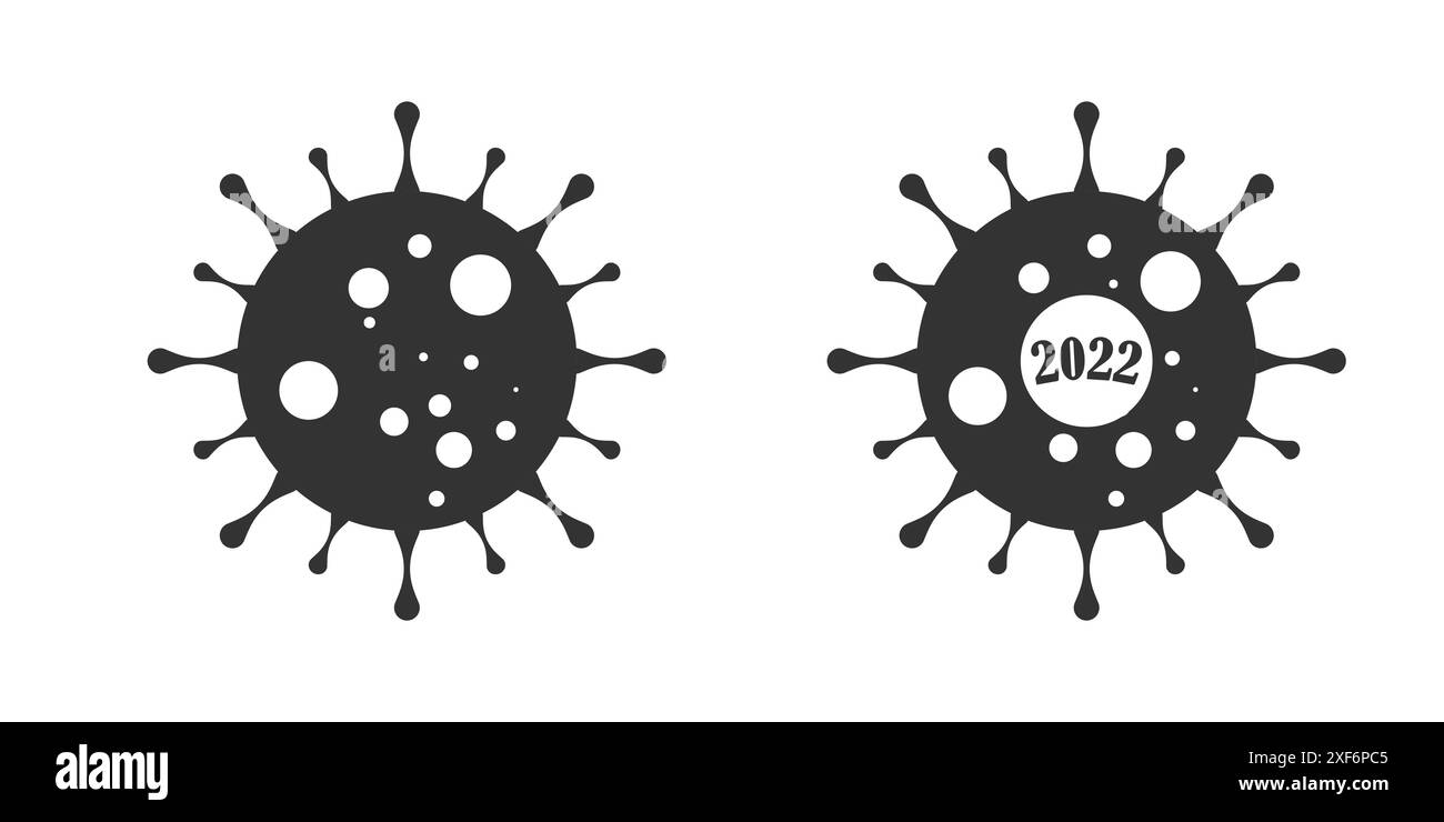 Icona dei batteri del coronavirus. COVID-2022. Illustrazione vettoriale. Illustrazione Vettoriale