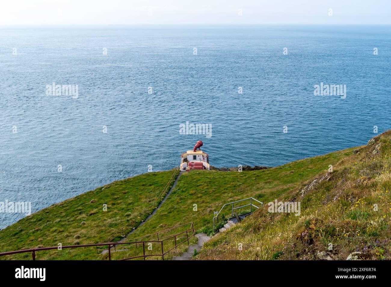 Mull di Galloway foghorn, Wigtownshire, Dumfries e Galloway, Scozia Foto Stock