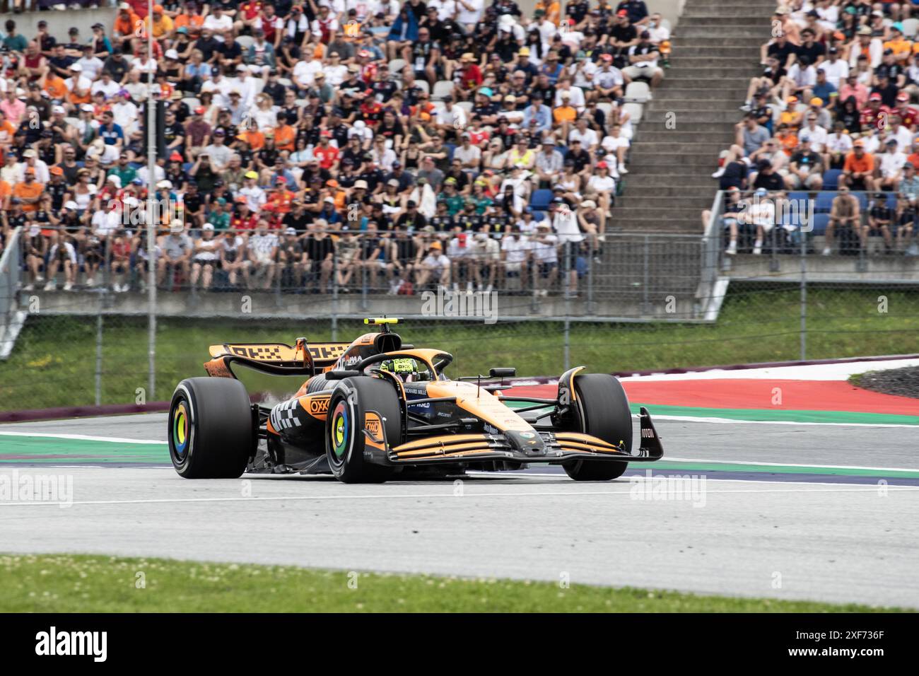 Lando Norris McLaren durante il GP di Formula 1 d'Austria 2024 nel circuito A1 Red Bull Ring Foto Stock