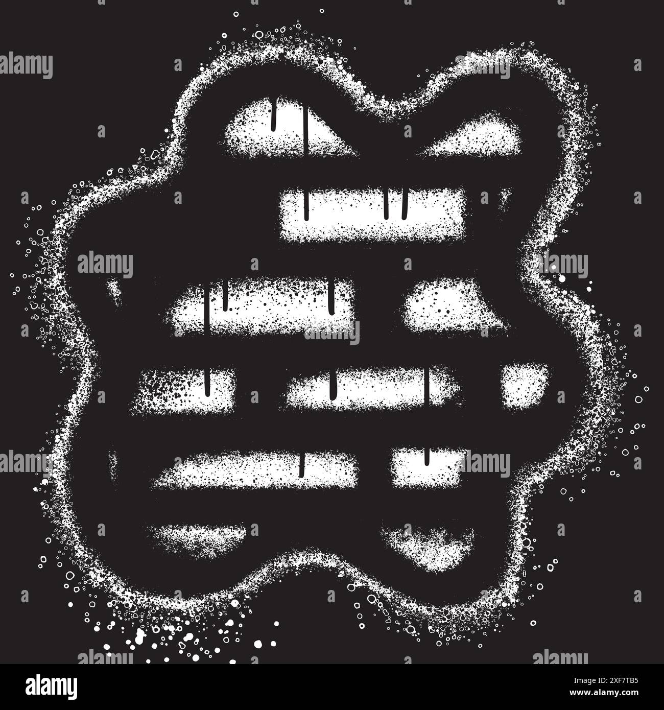 Sfondo muratura Grunge texture bianco e nero. Spray Painted Graffiti Brick Wall spray. Illustrazione Vettoriale
