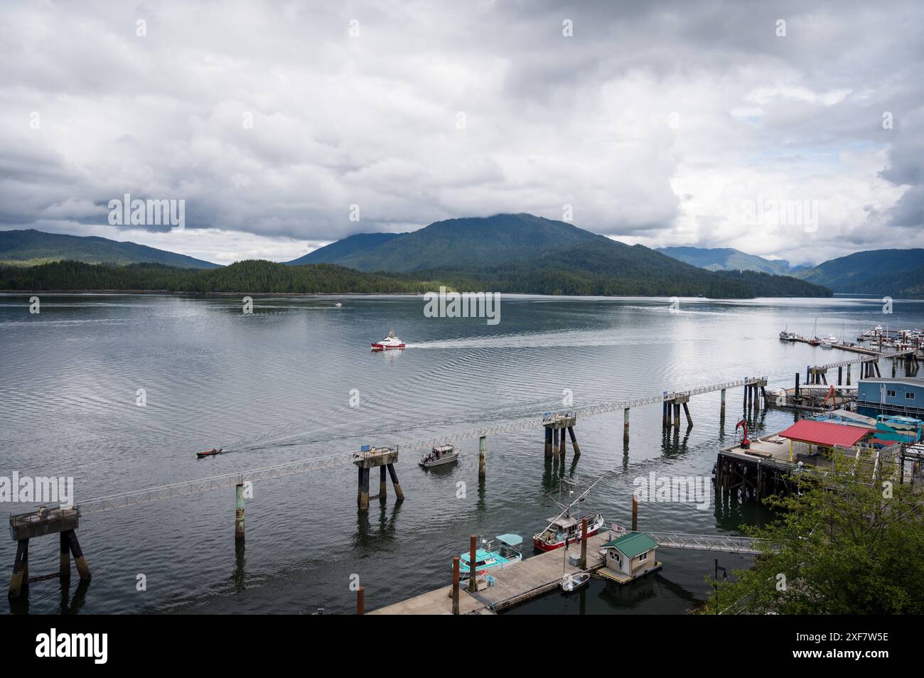 Il porto commerciale sul lungomare di Prince Rupert. Prince Rupert BC, Canada. Foto Stock