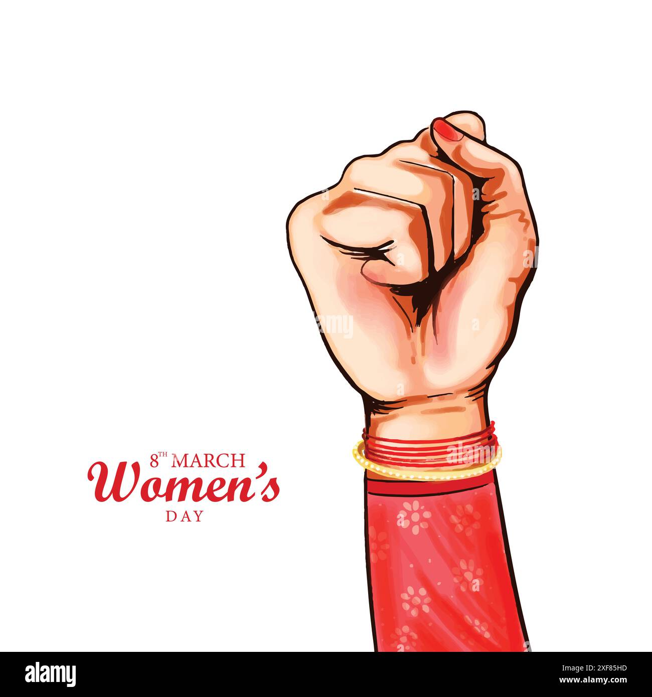 Bella mano da donna che mostra potere nel disegno di carte giorno delle donne felici Illustrazione Vettoriale