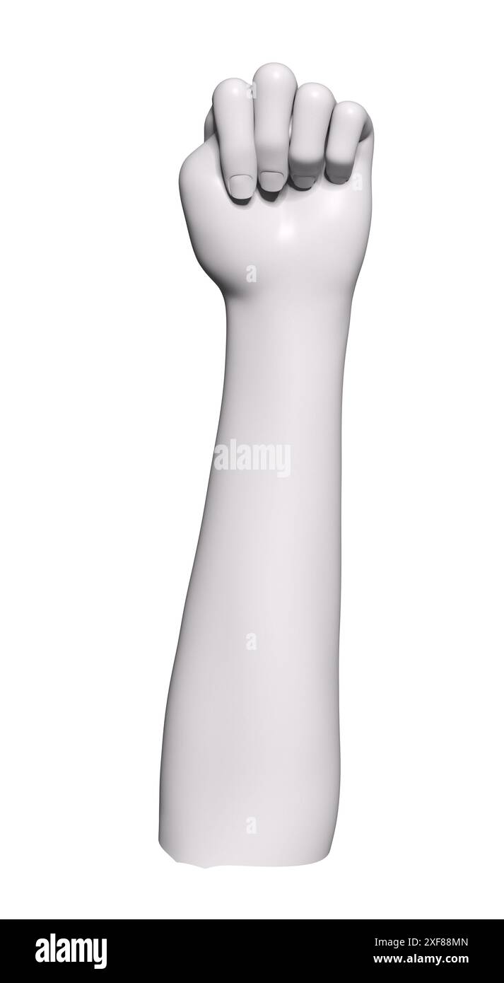 Mano di manichino bianco, mano femminile isolata. Illustrazione isolata con gesti di scultura a mano bianca, concetto di rendering 3D. Illustrazione 3D dettagliata. Foto Stock